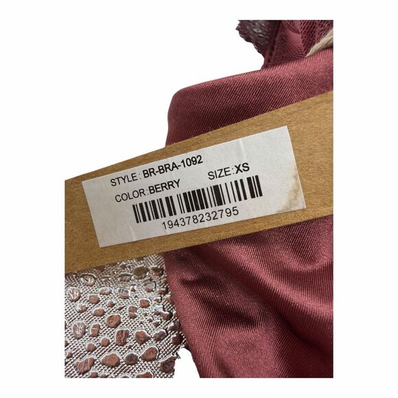 Brand New Skims Stretch Berry Satin Square Neck Bralette Size XSmall XS - Picture 4 of 6